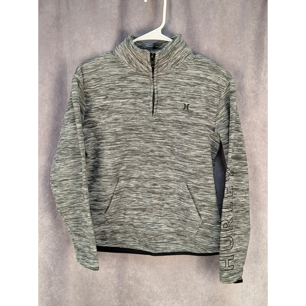 Hurley Boys Grey Space Dye Quarter Zip Fleece Pullover Large C185